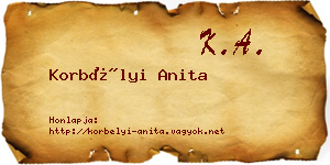 Korbélyi Anita névjegykártya